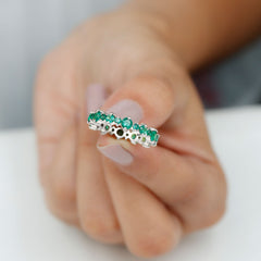 Lab Grown Emerald Full Eternity Wedding Anniversary Ring with Certificate