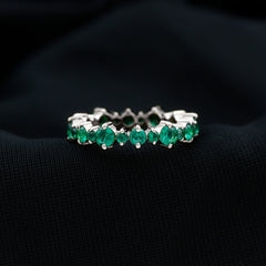 Lab Grown Emerald Full Eternity Wedding Anniversary Ring with Certificate