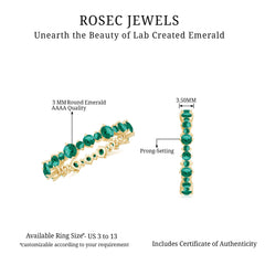 Lab Grown Emerald Full Eternity Wedding Anniversary Ring with Certificate