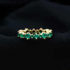 Lab Grown Emerald Full Eternity Wedding Anniversary Ring with Certificate