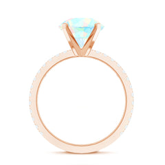 Natural 8mm Ethiopian Rainbow Opal Diamond Engagement Ring with Certificate