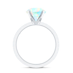 Natural 8mm Ethiopian Rainbow Opal Diamond Engagement Ring with Certificate