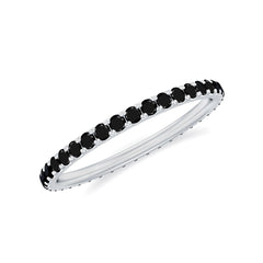 Certified Real Black Spinel Eternity Stackable Ring