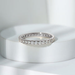 Certified Pave Moissanite Stackable Eternity Band in Silver