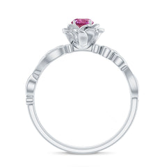 Nature Inspired Pink Tourmaline and Diamond Engagement Ring