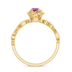 Nature Inspired Pink Tourmaline and Diamond Engagement Ring