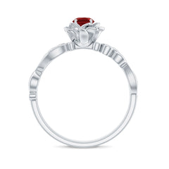 Nature Inspired Engagement Ring with Lab Ruby and Diamonds