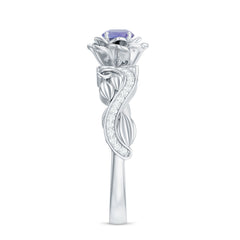 Nature Inspired Tanzanite Engagement Ring with Diamond