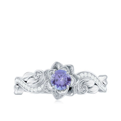 Nature Inspired Tanzanite Engagement Ring with Diamond