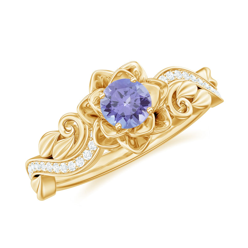 Nature Inspired Tanzanite Engagement Ring with Diamond
