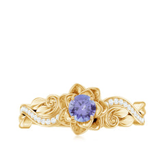 Nature Inspired Tanzanite Engagement Ring with Diamond