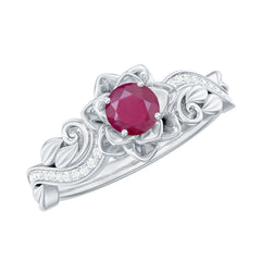 Nature Inspired 0.6 Carat Ruby Diamond Engagement Ring for Women