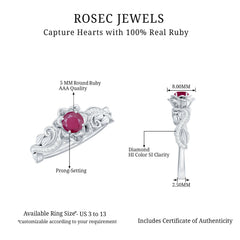 Nature Inspired 0.6 Carat Ruby Diamond Engagement Ring for Women