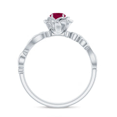 Nature Inspired 0.6 Carat Ruby Diamond Engagement Ring for Women
