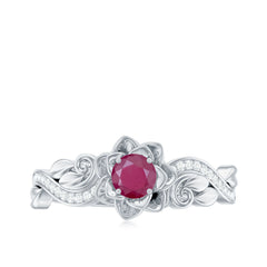 Nature Inspired 0.6 Carat Ruby Diamond Engagement Ring for Women