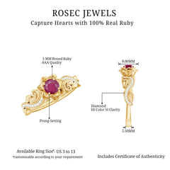 Nature Inspired 0.6 Carat Ruby Diamond Engagement Ring for Women