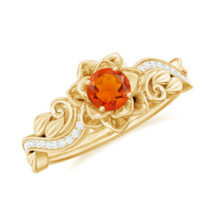 Nature Inspired Fire Opal and Diamond Engagement Ring with Certificate