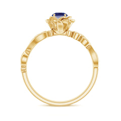 Flower Inspired Blue Sapphire and Diamond Engagement Ring