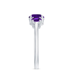 3/4 CT Round Cut Amethyst Three Stone Ring