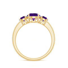 3/4 CT Round Cut Amethyst Three Stone Ring