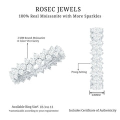 Cluster Wedding Band for Women with Moissanite