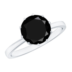 Lab-Created Black Diamond Solitaire Ring in Lotus Basket Setting