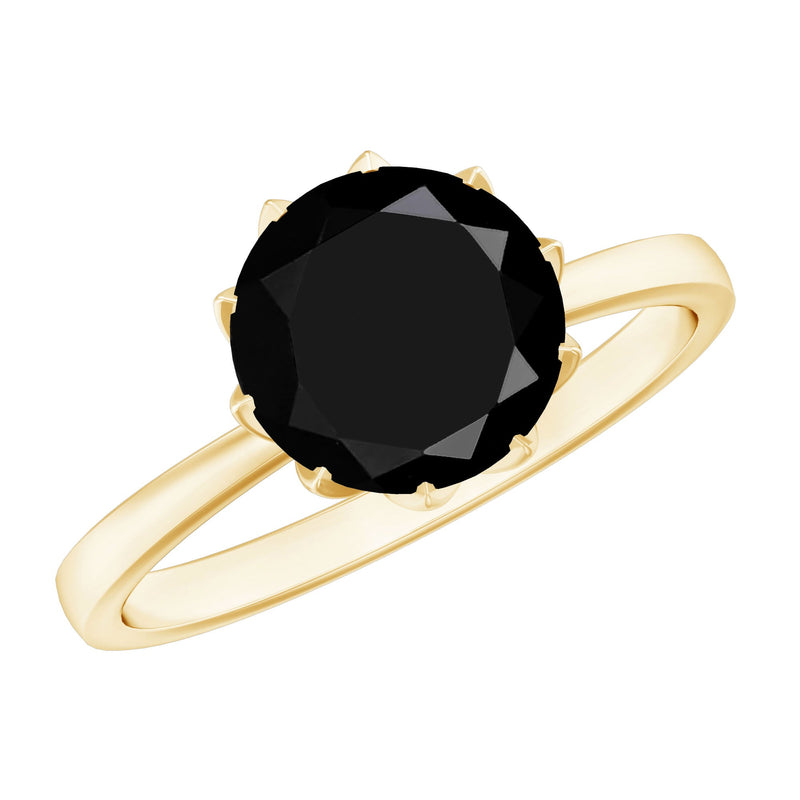Lab-Created Black Diamond Solitaire Ring in Lotus Basket Setting