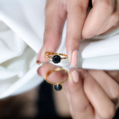 Lab-Created Black Diamond Solitaire Ring in Lotus Basket Setting