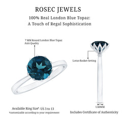 Lotus Basket Set Solitaire London Blue Topaz Engagement Ring