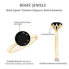 Natural 2.68 Carat Black Spinel Solitaire Engagement Ring