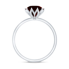 Natural 8mm Garnet Solitaire Engagement Ring