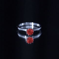 0.75 Carat Round Fire Opal Solitaire Ring in Lotus Basket Setting