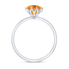 Real Solitaire Citrine Engagement Ring in Lotus Basket Setting