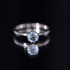 6MM Round Cut Aquamarine Solitaire Engagement Ring