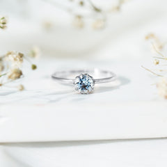 6MM Round Cut Aquamarine Solitaire Engagement Ring