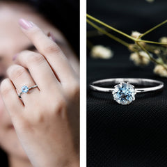 6MM Round Cut Aquamarine Solitaire Engagement Ring