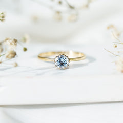 6MM Round Cut Aquamarine Solitaire Engagement Ring