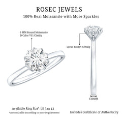 1 CT Moissanite Solitaire Ring in Lotus Basket Setting