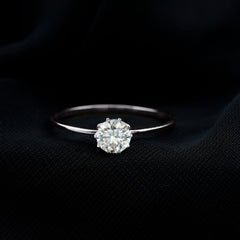 1 CT Moissanite Solitaire Ring in Lotus Basket Setting