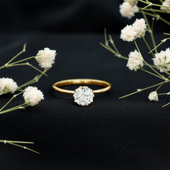 1 CT Moissanite Solitaire Ring in Lotus Basket Setting