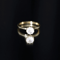 Natural Moonstone Solitaire Ring in Lotus Basket Setting