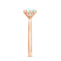 Natural 8mm Ethiopian Opal Engagement Ring in Lotus Basket Setting