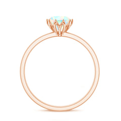 Natural 8mm Ethiopian Opal Engagement Ring in Lotus Basket Setting