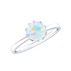 Natural 8mm Ethiopian Opal Engagement Ring in Lotus Basket Setting