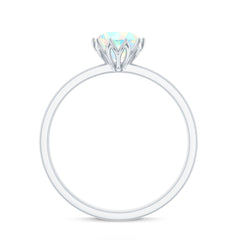 Natural 8mm Ethiopian Opal Engagement Ring in Lotus Basket Setting