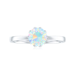 Natural 8mm Ethiopian Opal Engagement Ring in Lotus Basket Setting