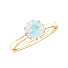 Natural 8mm Ethiopian Opal Engagement Ring in Lotus Basket Setting