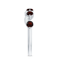 Natural Garnet Diamond Half Eternity Ring for Anniversary