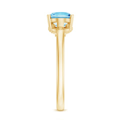 1/2 CT Oval Cut Aquamarine Promise Ring with Diamond Trio