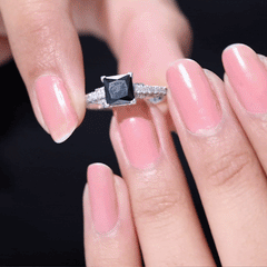1.5 CT Solitaire Created Black Diamond Minimal Solitaire Ring with Diamond